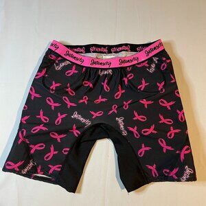 Intensity Padded Sliding Shorts Large Black Pink Breast Cancer‎